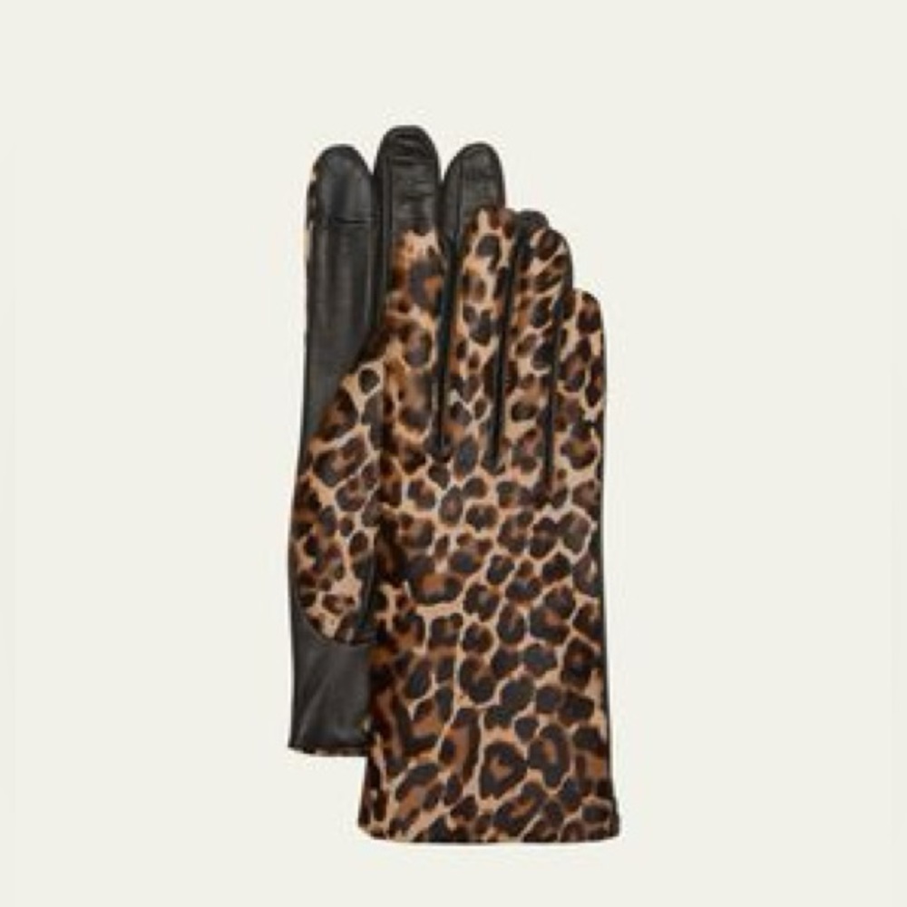 Chanel Leopard  Leather Gloves